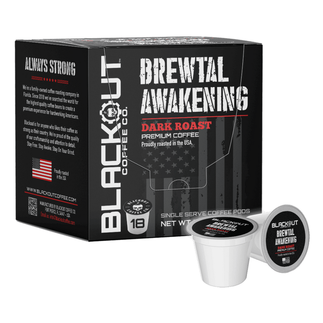 BREWTAL AWAKENING DARK ROAST COFFEE PODS 18CT