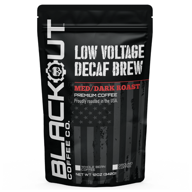 Low Voltage Decaf Coffee Bag 12oz Blackout Coffee