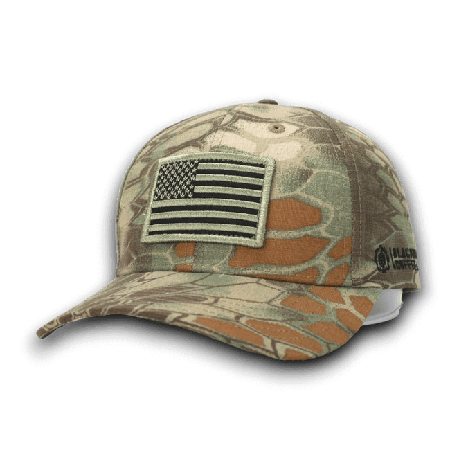 PYTHON GREEN CAMO HAT WITH AMERICAN FLAG PATCH