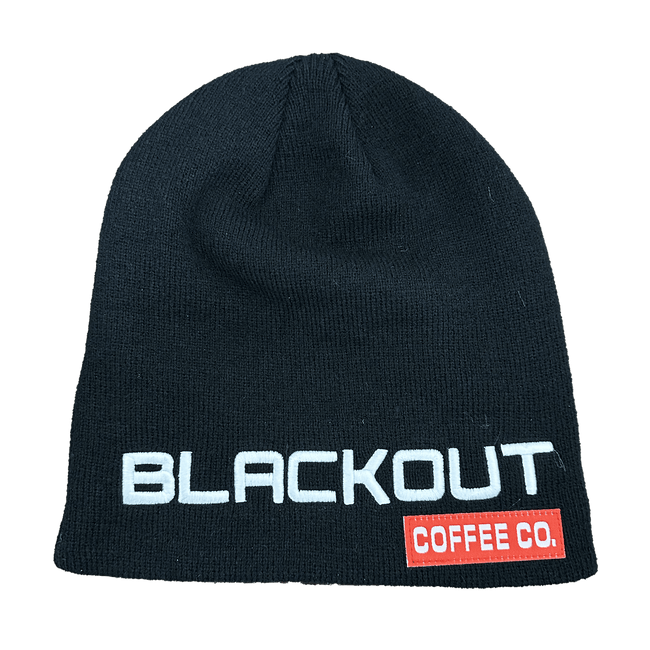 Signature Black Beanie with blackout coffee co print