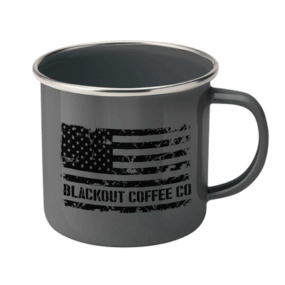 PRO Life-God-Guns AND Coffee Flag Enamel Steel Mug 12 oz