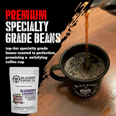 Blueberry Crumble Flavored Coffee in a cup