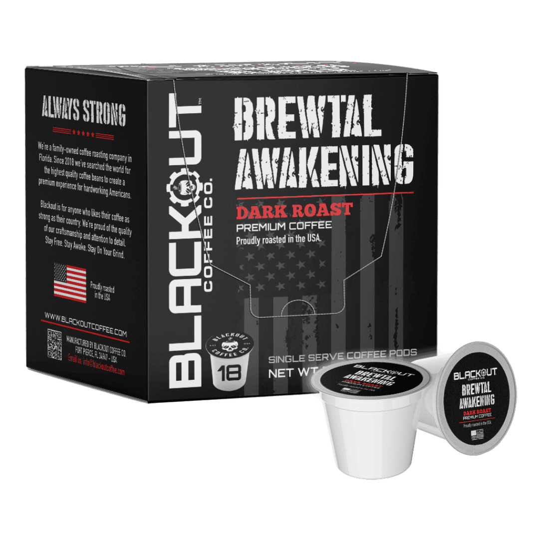 BREWTAL AWAKENING DARK ROAST COFFEE PODS 18CT – Blackout Coffee Co