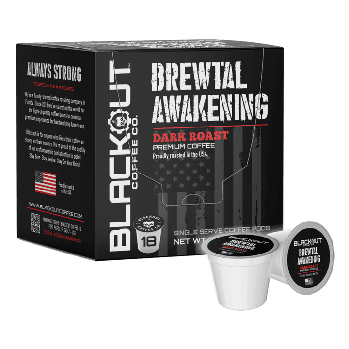 BREWTAL AWAKENING DARK ROAST COFFEE PODS 18CT – Blackout Coffee Co
