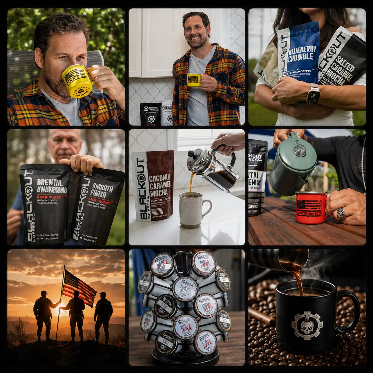 Blackout Coffee social proof mobile collage