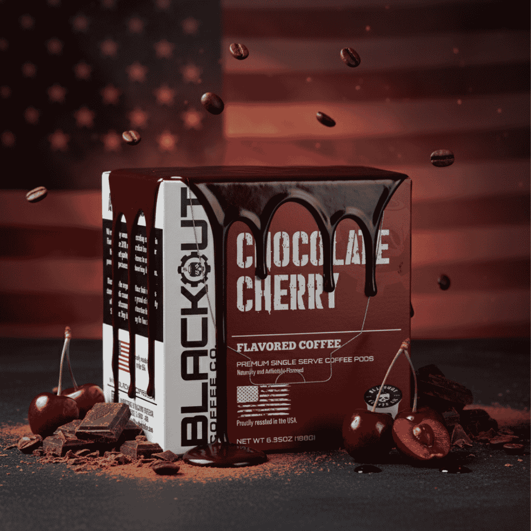 CHOCOLATE CHERRY FLAVORED Coffee PODS 18CT - Blackout Coffee Co.