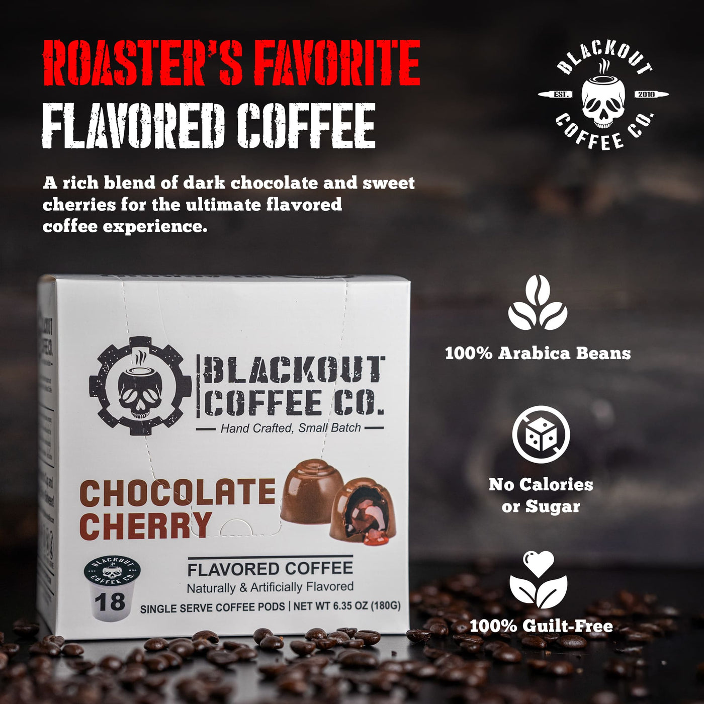 CHOCOLATE CHERRY FLAVORED COFFEE PODS 18CT