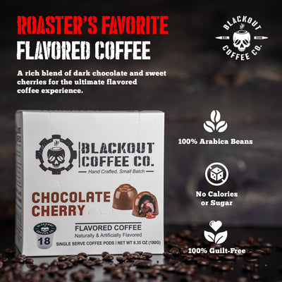 CHOCOLATE CHERRY FLAVORED COFFEE PODS 18CT