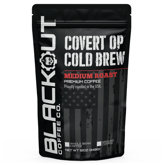 Covert OP Cold Brew Coffee Bag 12oz Blackout Coffee