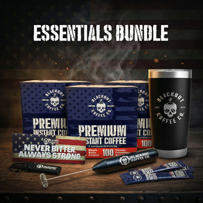 Blackout Essentials Bundle – Instant Coffee, Gear & Grit