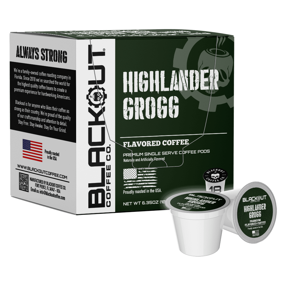 HIGHLANDER GROGG FLAVORED COFFEE PODS 18CT