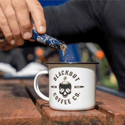 instant coffee pouring the coffee to a cup