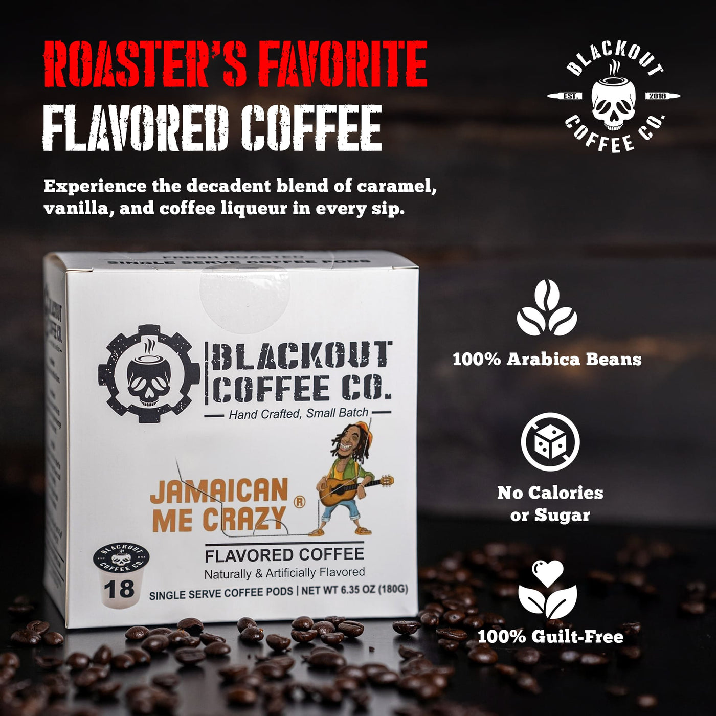 JAMAICAN ME CRAZY® FLAVORED COFFEE PODS 18CT 100% Arabica

