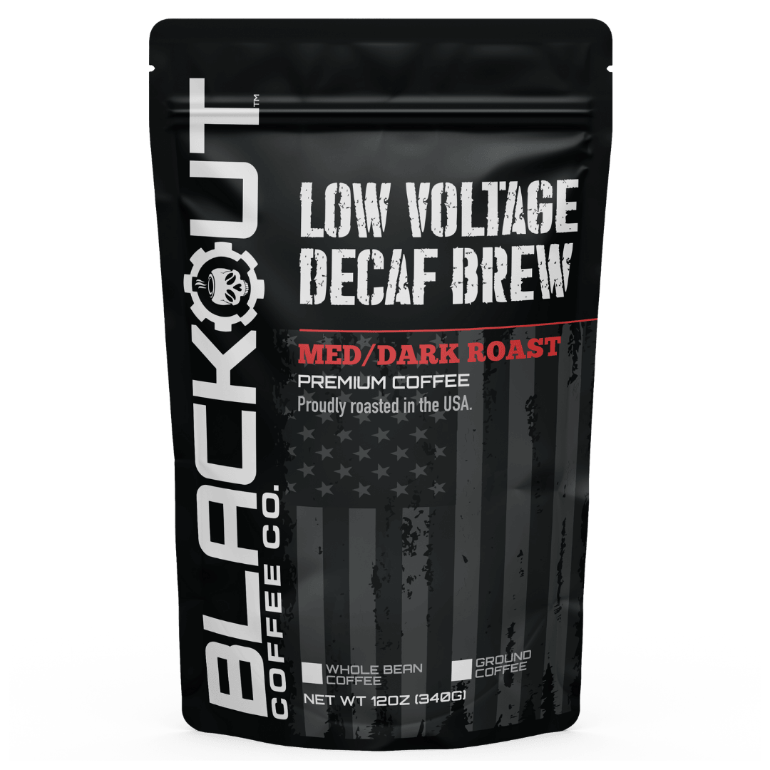 Low Voltage Decaf Coffee Bag 12oz Blackout Coffee