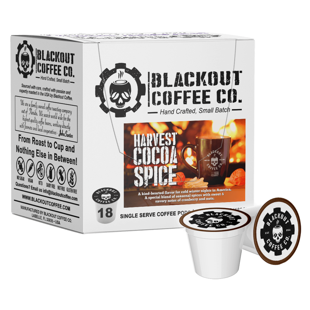HARVEST COCOA SPICE FLAVORED COFFEE PODS 18CT