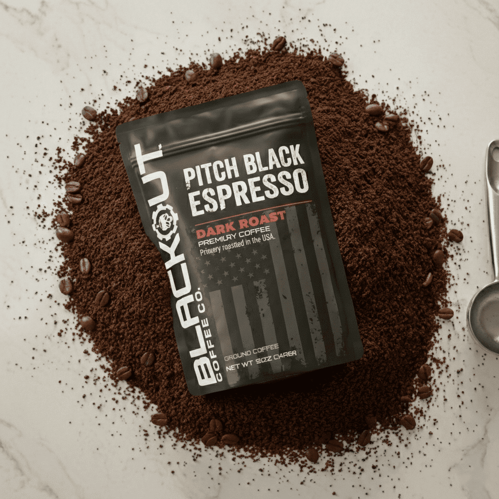 Fresh brewed premium blackout coffee