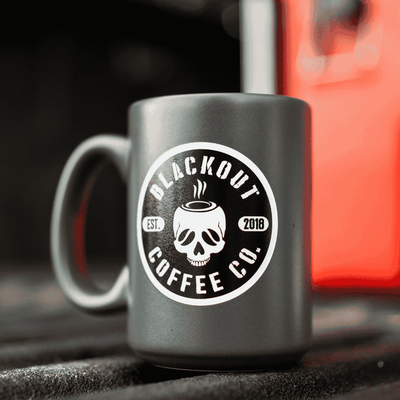 blackout coffee USA Patriot Mug on truck