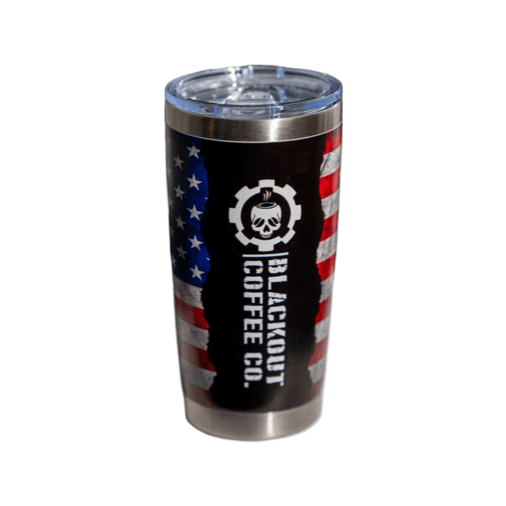 blackout coffee 20 OZ Tumbler American Flag 5D Printed with Magnetic Slider Lid