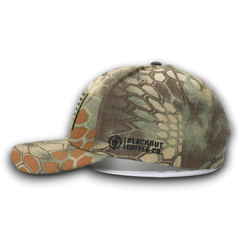 PYTHON GREEN CAMO HAT WITH AMERICAN FLAG PATCH