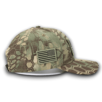 PYTHON GREEN CAMO HAT WITH AMERICAN FLAG PATCH 