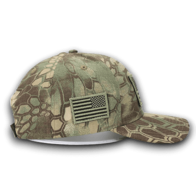 PYTHON GREEN CAMO HAT WITH AMERICAN FLAG PATCH