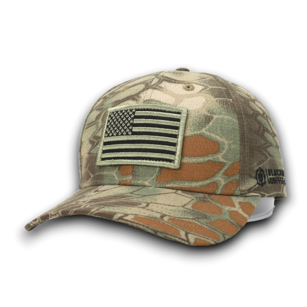 Camo hat with deals american flag patch