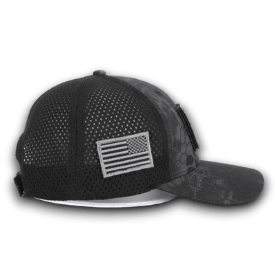 PYTHON BLACK CAMO HAT WITH AMERICAN FLAG PATCH n the side