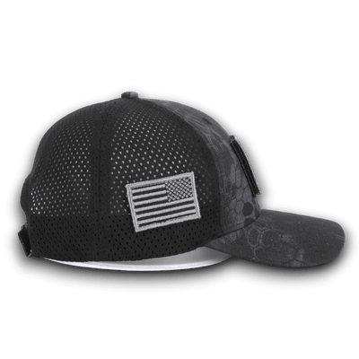 PYTHON BLACK CAMO HAT WITH AMERICAN FLAG PATCH