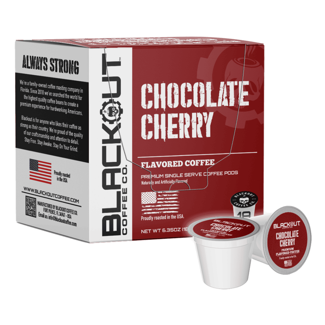 CHOCOLATE CHERRY FLAVORED COFFEE PODS 18CT – Blackout Coffee Co CHOCOLATE CHERRY FLAVORED COFFEE PODS 18CT – Blackout Coffee Co