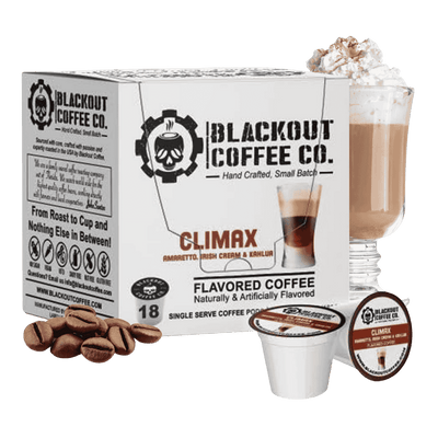 CLIMAX FLAVORED COFFEE PODS 18CT with beans
