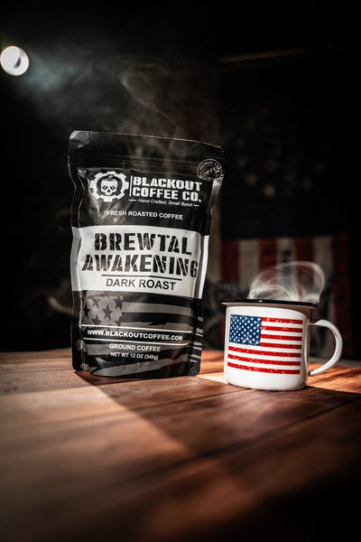 American Flag Camping Enamel Steel Mug 12 oz