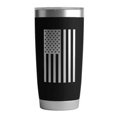 20 OZ Tumbler w/ Logo  of blackout coffee & US Flag In Black