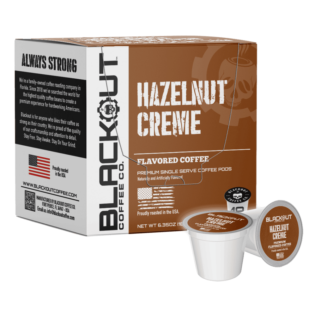 HAZELNUT CREME FLAVORED COFFEE PODS 18CT – Blackout Coffee Co