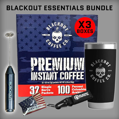 Blackout Essentials Bundle – Instant Coffee, Tumbler, keychain and decal