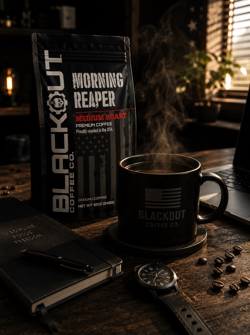 Fresh brewed premium blackout coffee