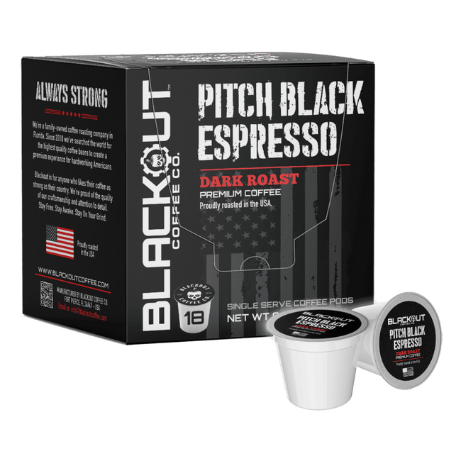 PITCH BLACK ESPRESSO COFFEE PODS 18CT