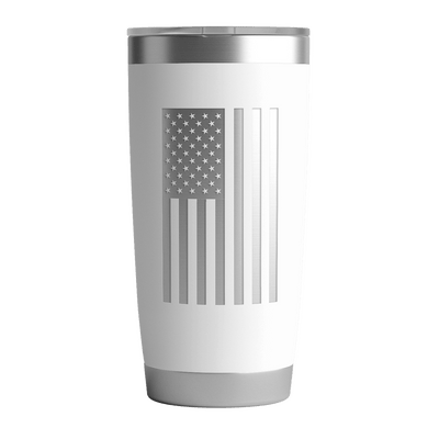 20 OZ Tumbler with black out coffee co Logo & US Flag In White