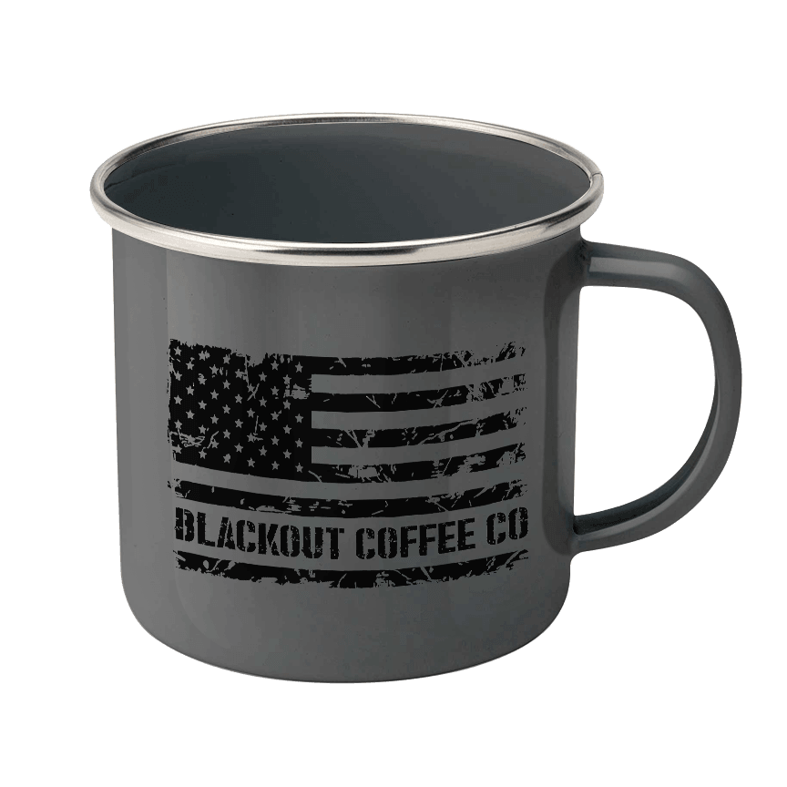 PRO Life-God-Guns AND Coffee Flag Enamel Steel Mug 12 oz