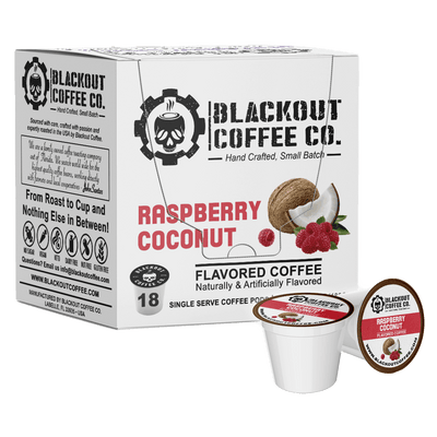 RASPBERRY COCONUT FLAVORED COFFEE PODS 18CT - Blackout Coffee Co