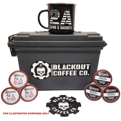 Blackout Coffee Logo Decal on Ammo Box