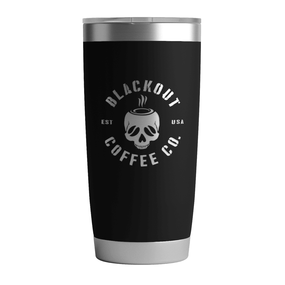 20 oz Tumbler w/ Logo & US Flag In Black - Blackout Coffee Co.