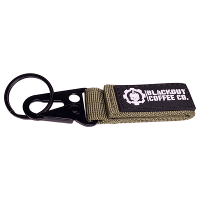 Blackout Coffee Keychain Army Green with blackout coffee co logo