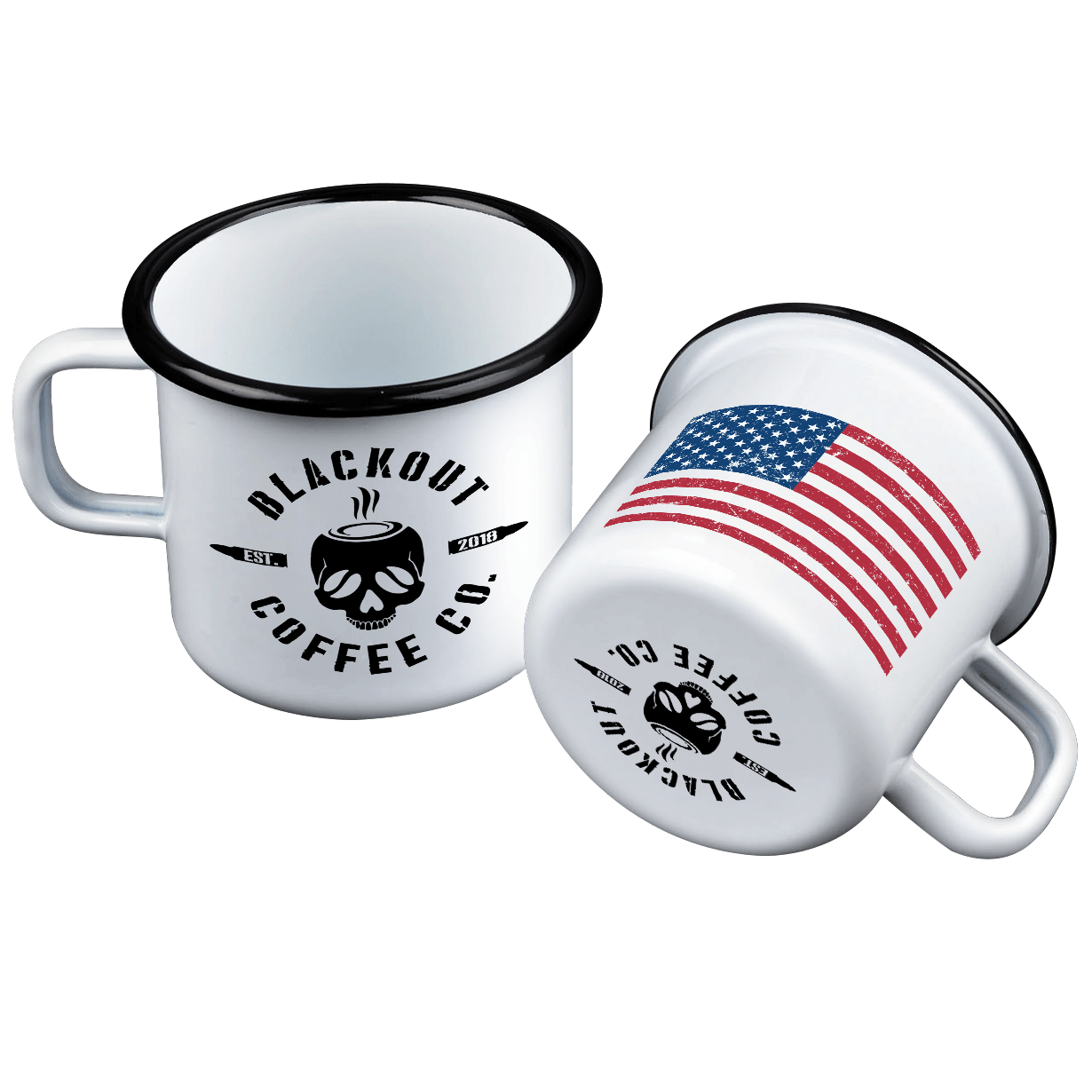 American Flag Camping Enamel Steel Mug 12 oz