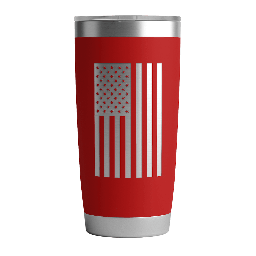 20 oz Tumbler w/ Logo & US Flag In Red