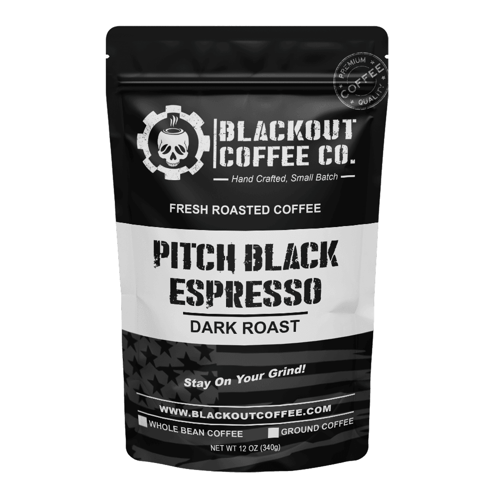 Pitch Black Espresso Coffee Bag 12oz Blackout Coffee